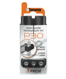 Adattatore corner 2 prese bipasso+1 pr p30 grigio - bticino.
